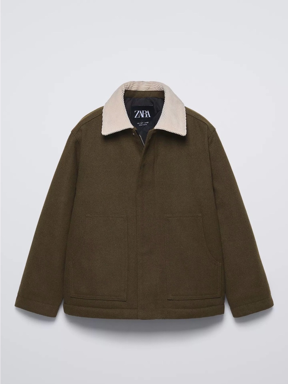ZARA kids boys wool blend bomber style collared jacket coat size 7 8 years